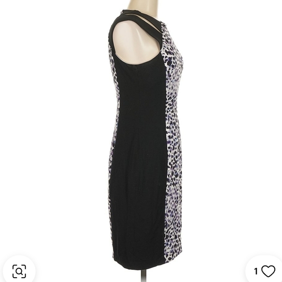 Cachè Purple Leopard Print Panel Bodycon Dress Size 2 - Picture 14 of 14